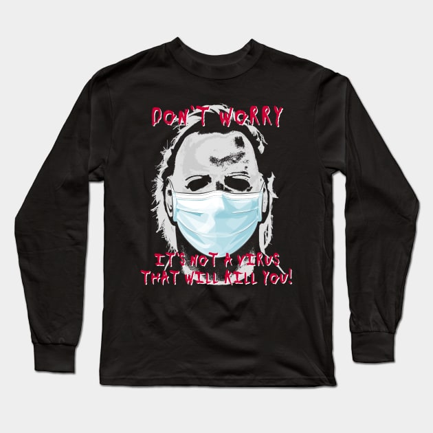 Funny Horror Movie with Face Mask Long Sleeve T-Shirt by Halloween Merch